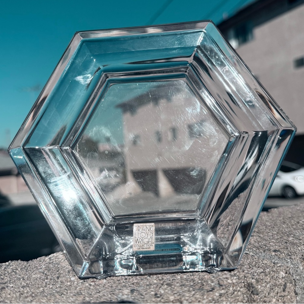 Rogaska Frank Lloyd Wright vintage crystal hexagonal picture frame